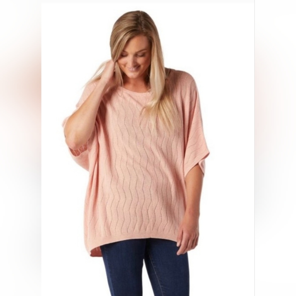 Smartwool Travel Everyday Wool Cotton Boxy Fit Sweater in Pink Sz Medium